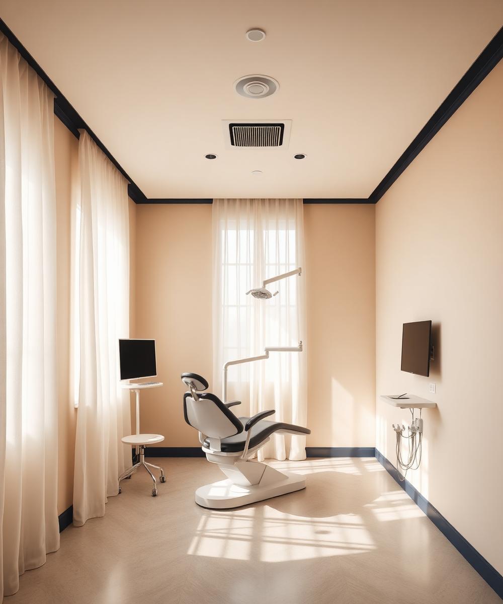 A calm, modern treatment room at Radiant Smiles